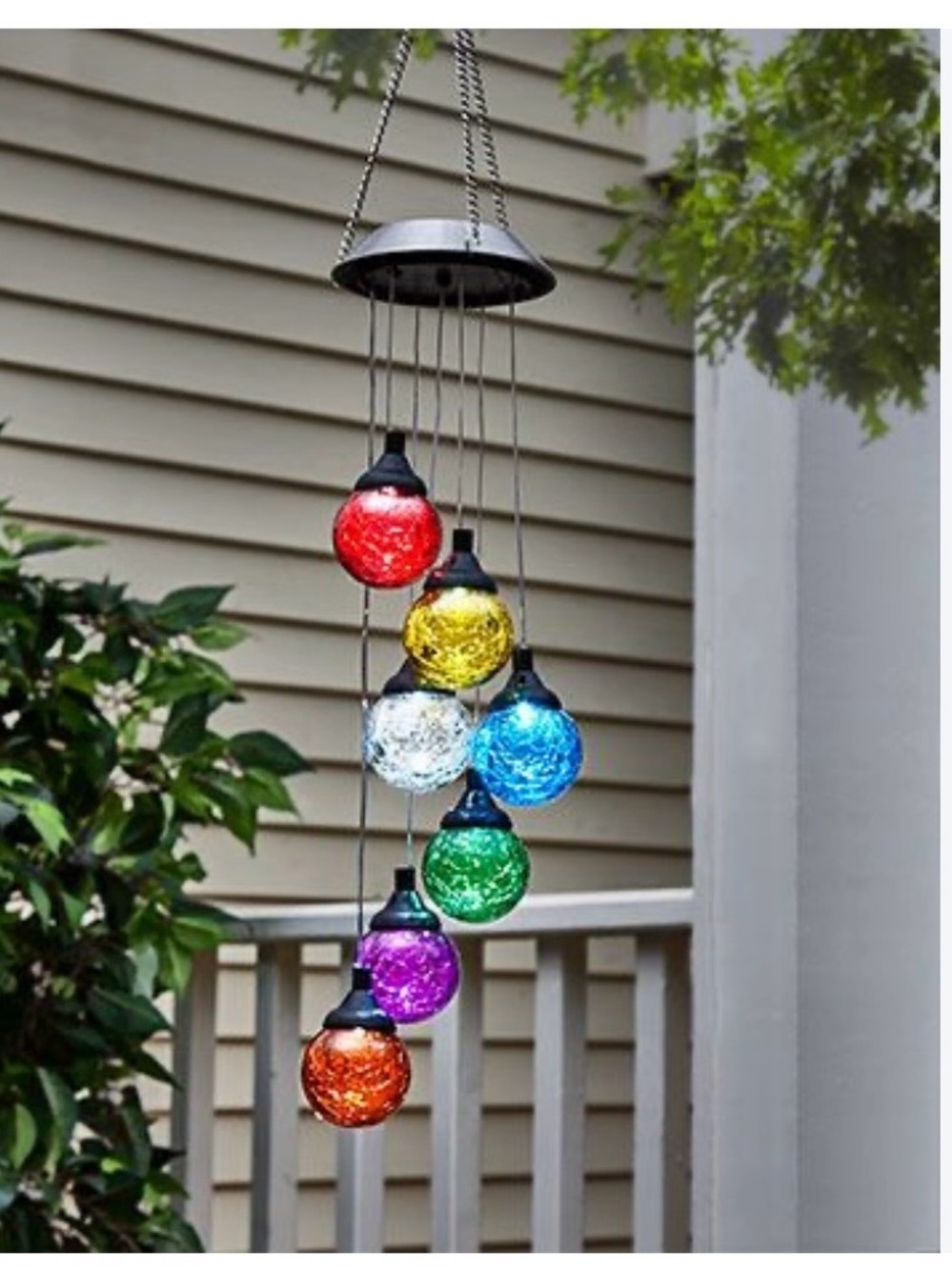Cracker Barrel Multicolor Hanging Glass Globe Solar Lights
